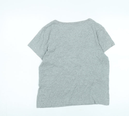 Maine Women’s Grey Striped Henley T-Shirt, Size 12