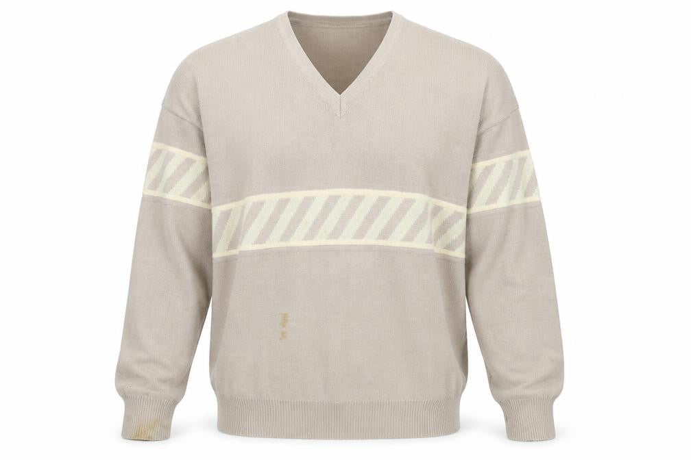 Mens UK Size L Pierre Sangan Beige Pullover Jumper
