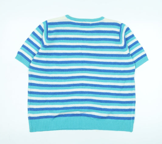 Honor Millburn Women's Blue Striped Knit Jumper L