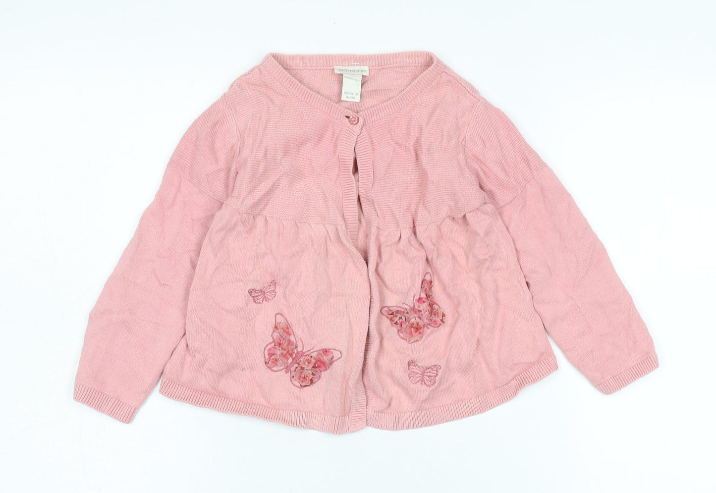 Monsoon Girls Pink Embroidered Cardigan 2XS
