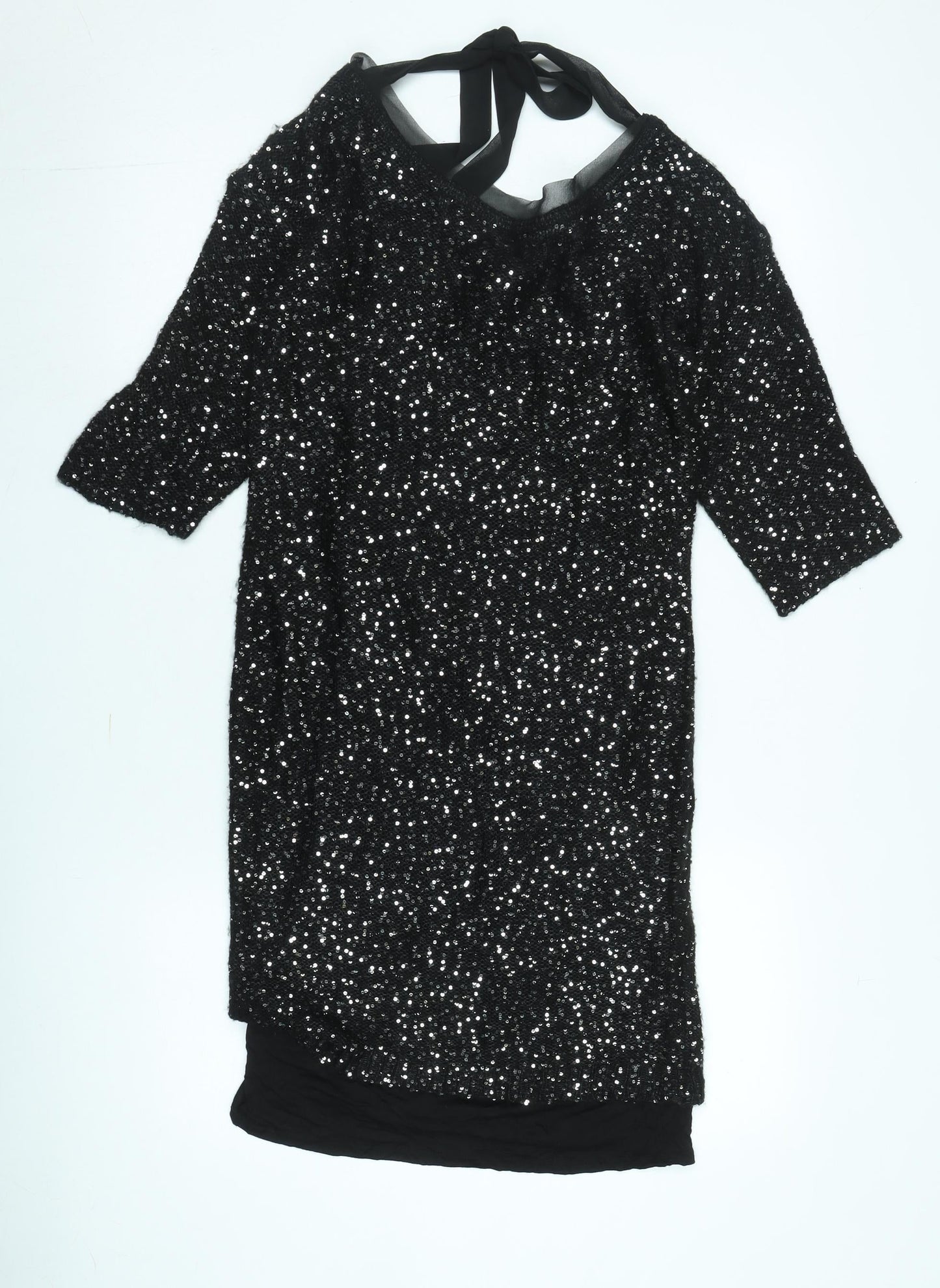 Monsoon Women's Black Sequin Sheath Dress S