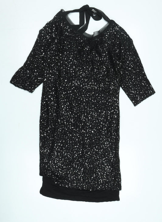 Monsoon Women's Black Sequin Sheath Dress S