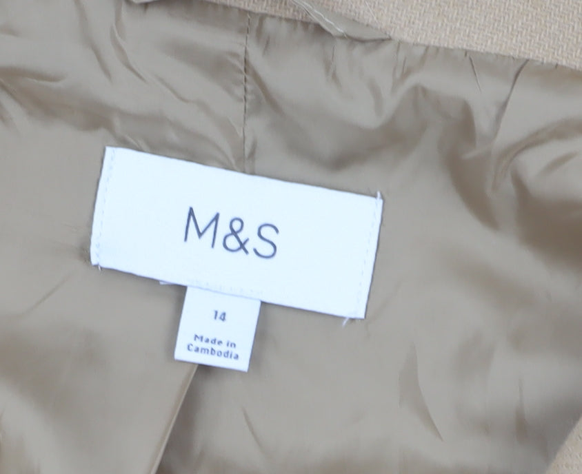Womens UK Size 14 Marks and Spencer Beige Pea Coat