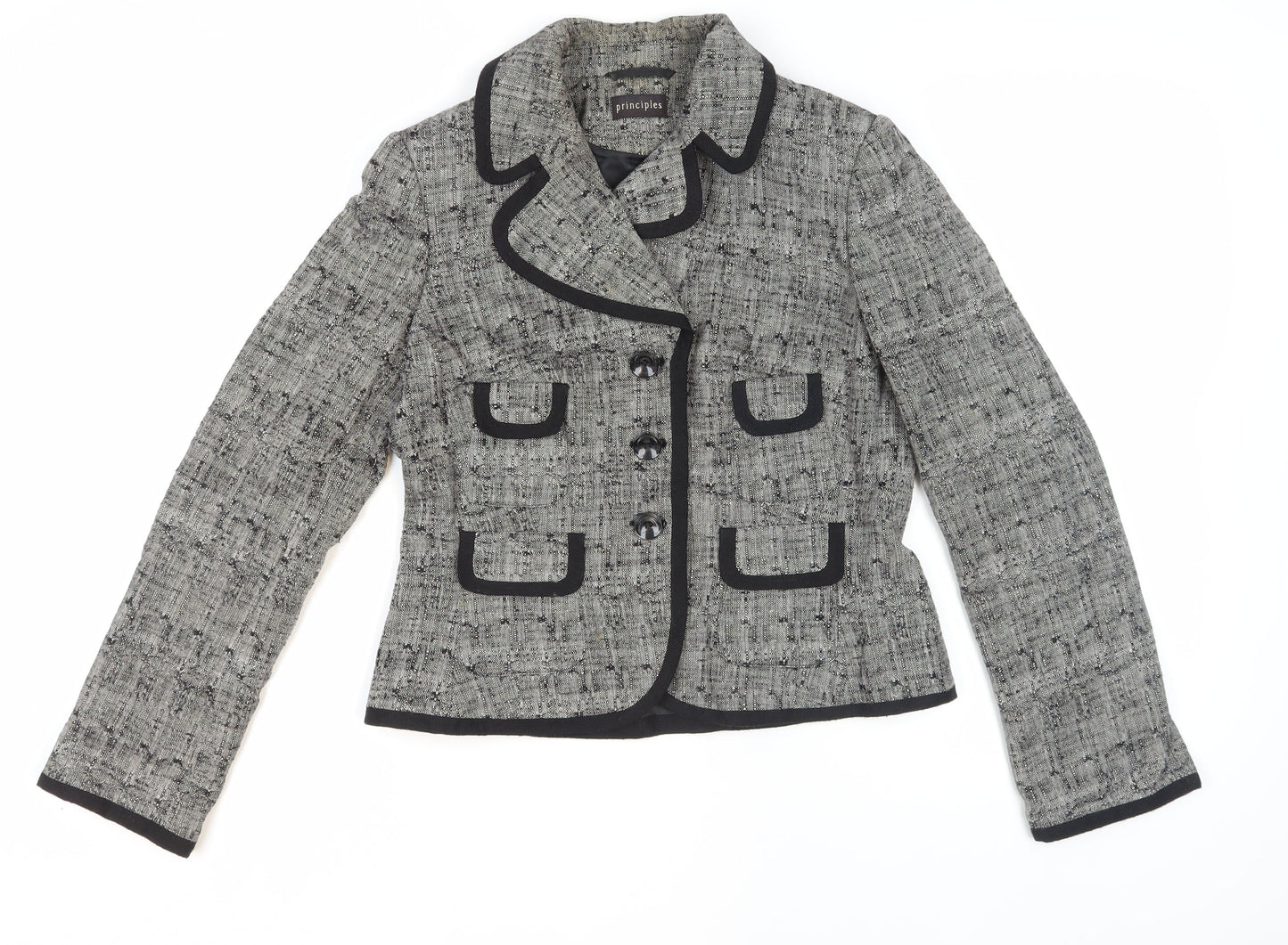 Principles Women's Grey Bouclé Suit Jacket Size 12