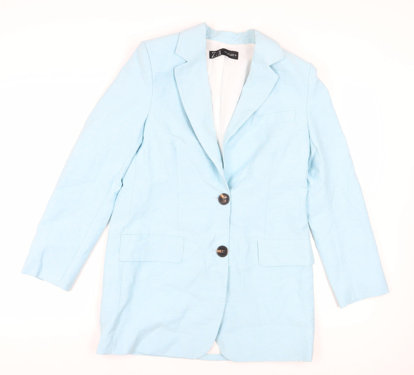 Zara Women's Blue Linen Blazer Size 8