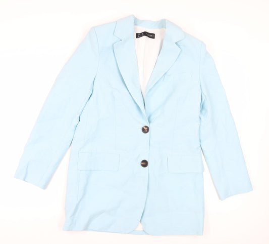 Zara Women's Blue Linen Blazer Size 8