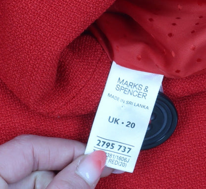 Marks and Spencer Women's Red Cropped Suit Jacket, Size 20