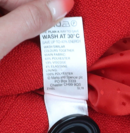 Marks and Spencer Women's Red Cropped Suit Jacket, Size 20