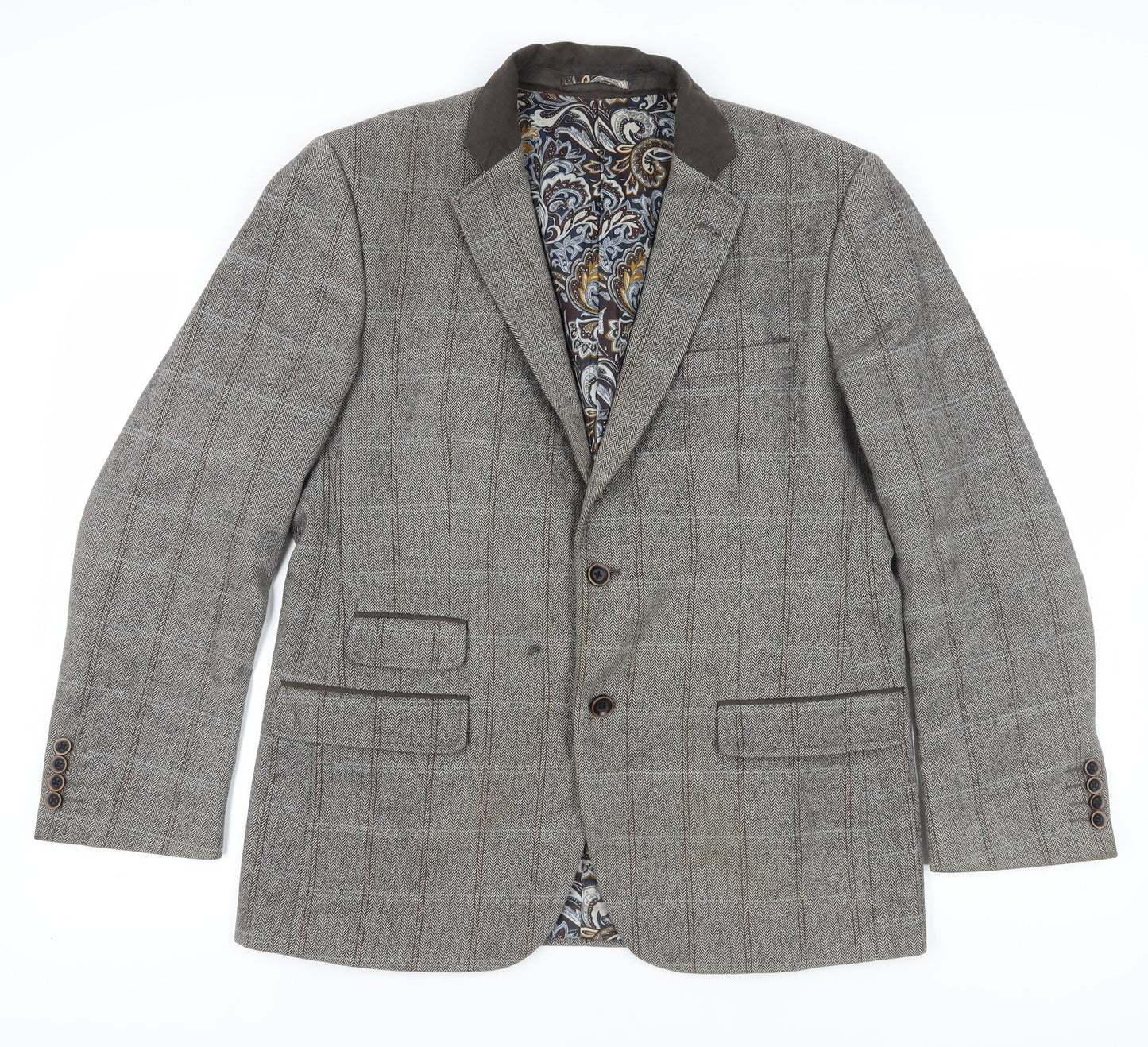 Broadstone Bros Men's Grey Check Tweed Blazer 44R