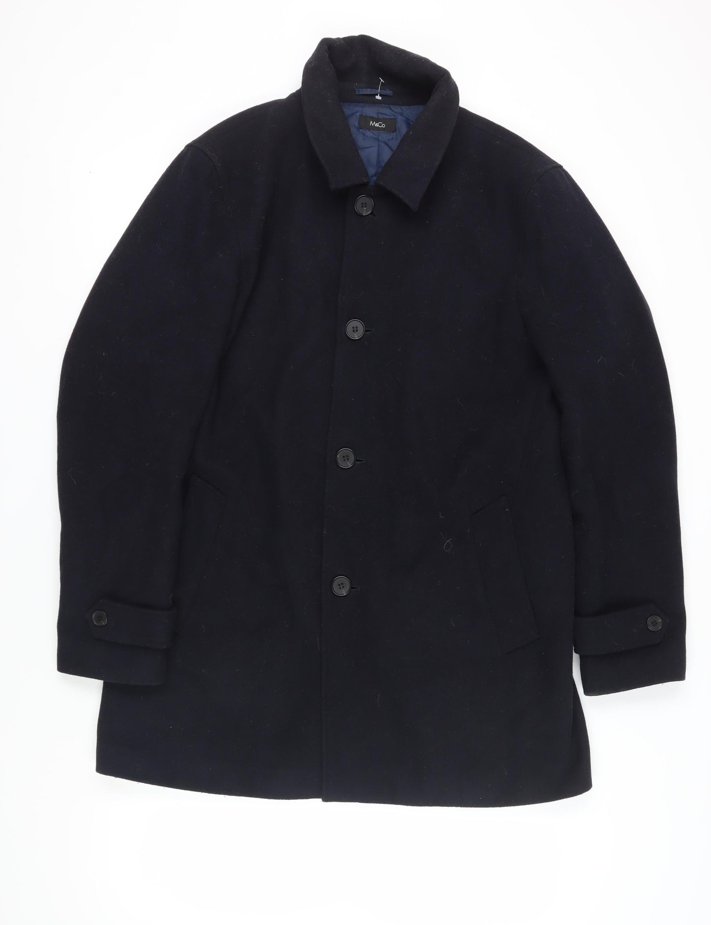 Mens UK Size L M&Co Blue Overcoat