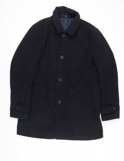 Mens UK Size L M&Co Blue Overcoat