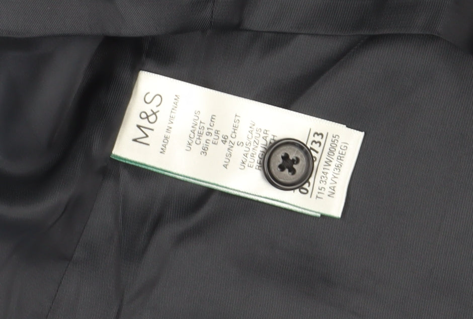 Mens UK Size 36 Marks and Spencer Regular Blue Suit Waistcoat