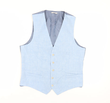 Mens UK Size 40 Marks and Spencer Regular Blue Suit Waistcoat