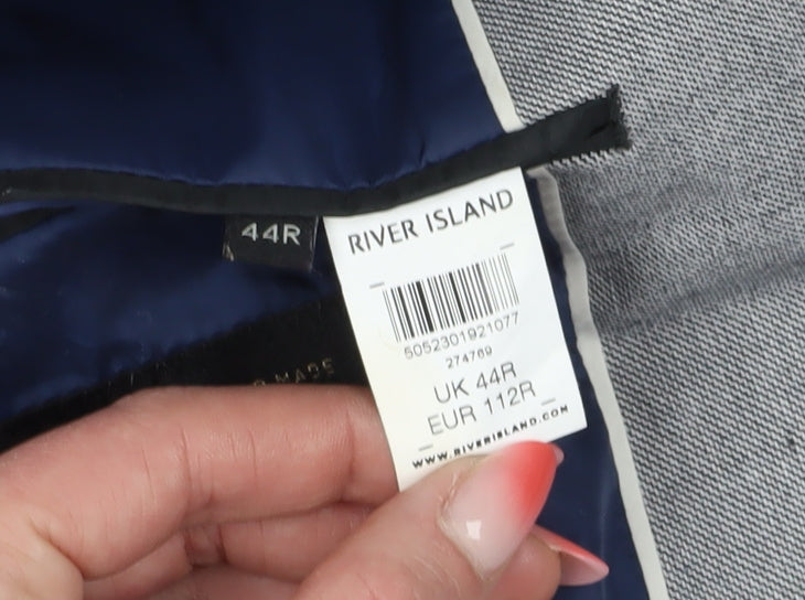 Mens UK Size 44 River Island Regular Grey Suit Jacket