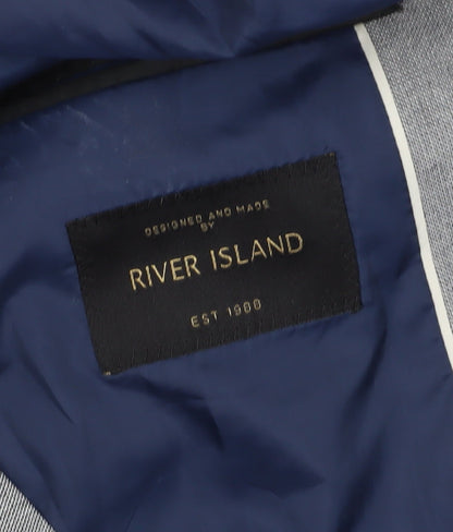 Mens UK Size 44 River Island Regular Grey Suit Jacket