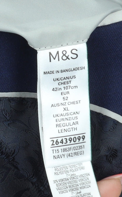 Mens UK Size 42 Marks and Spencer Regular Blue Suit Jacket