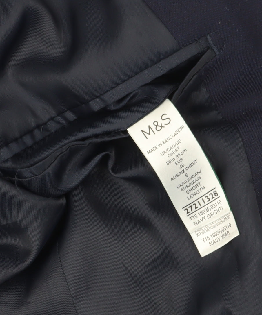 Mens UK Size 36 Marks and Spencer Regular Blue Suit Jacket