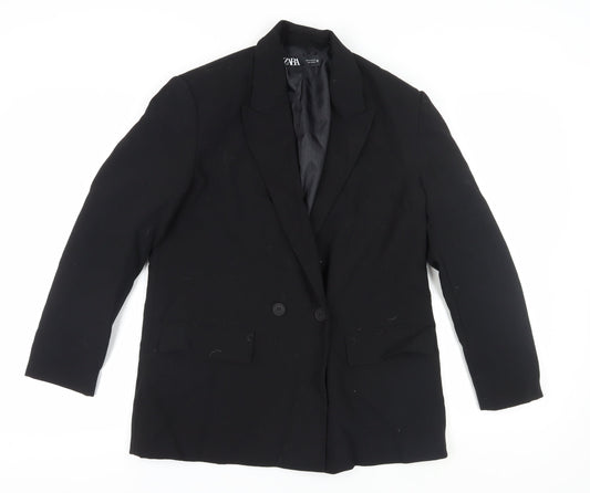 Zara Women's Black Double-Breasted Suit Jacket