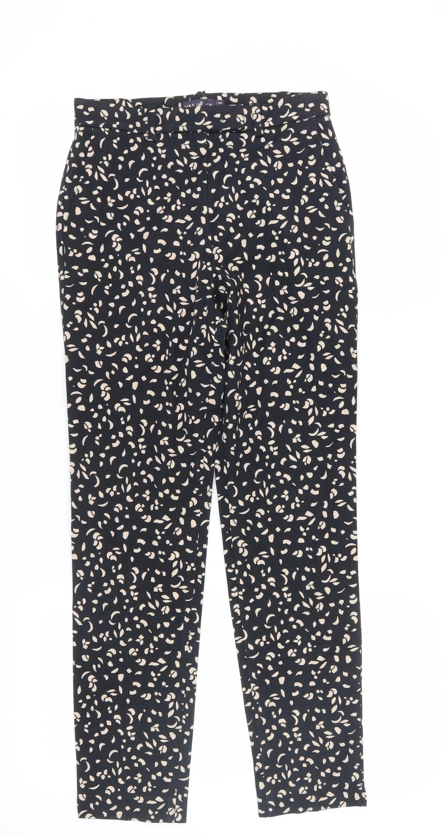 Womens UK Size 8 Marks and Spencer Regular Fit Cropped Black Trousers