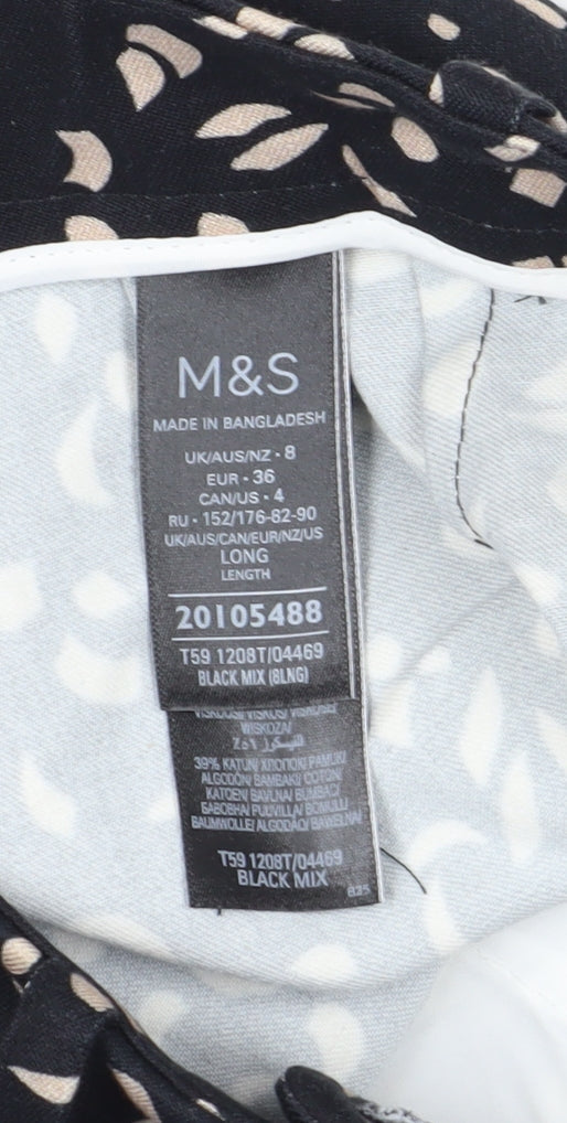 Womens UK Size 8 Marks and Spencer Regular Fit Cropped Black Trousers