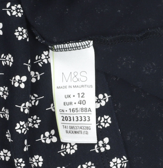 Womens UK Size 12 Marks and Spencer Black Basic T-Shirt