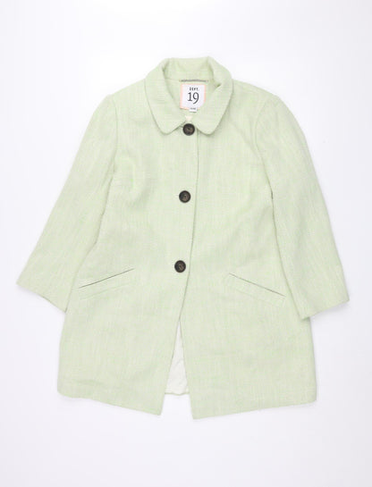 Dept 19 Women's Green Classic Coat, Size 14, Button Detail