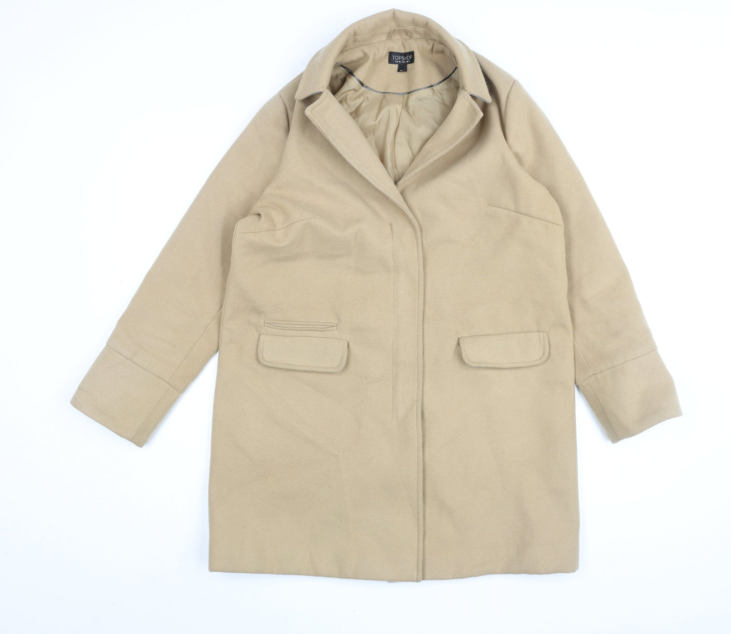 Womens UK Size 12 Topshop Beige Overcoat