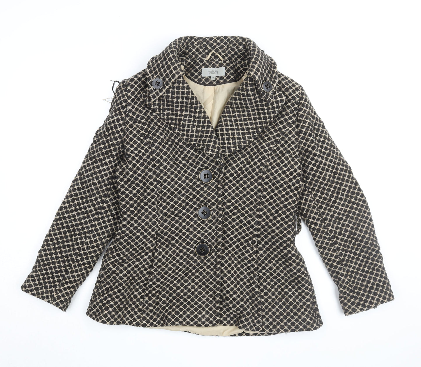 Womens UK Size 14 Marks and Spencer Black Pea Coat