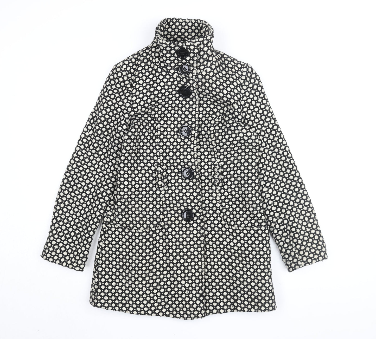 Womens UK Size 8 Debenhams Black Overcoat