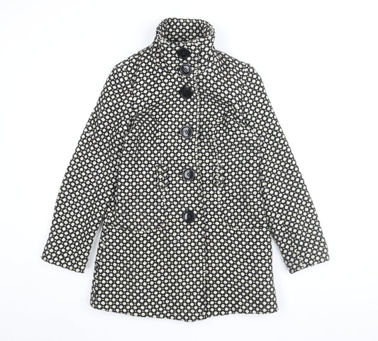Womens UK Size 8 Debenhams Black Overcoat