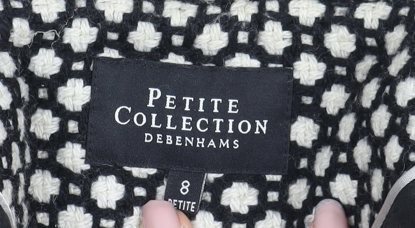 Womens UK Size 8 Debenhams Black Overcoat