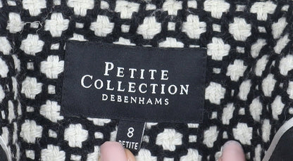 Womens UK Size 8 Debenhams Black Overcoat