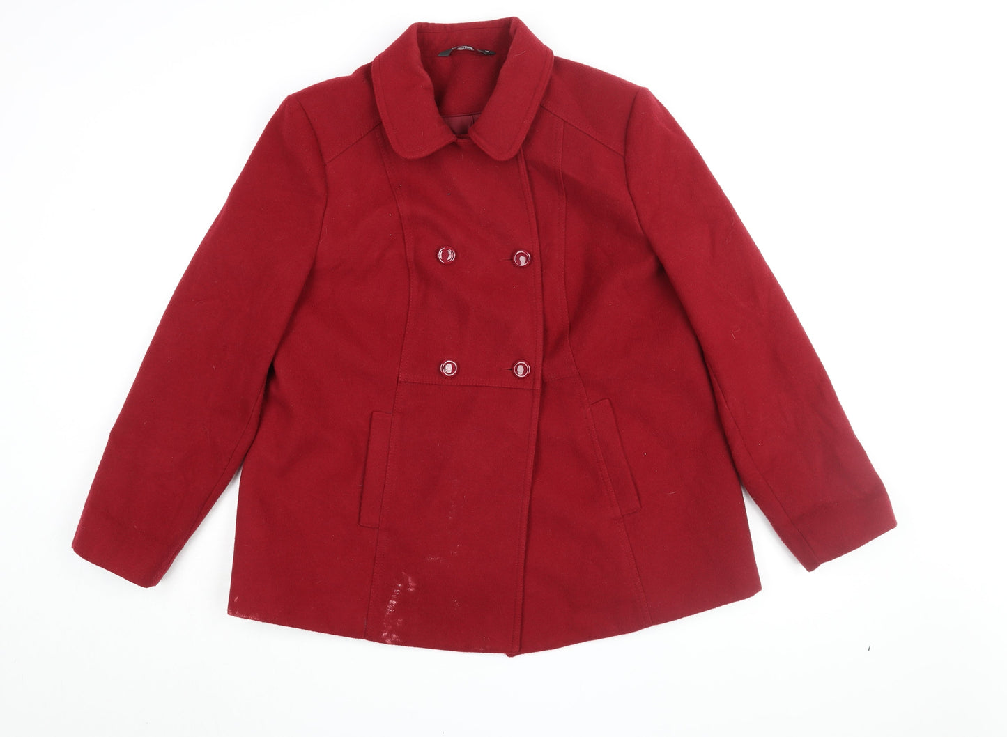 Womens UK Size 16 Bonmarché Red Pea Coat