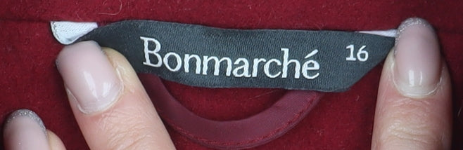 Womens UK Size 16 Bonmarché Red Pea Coat