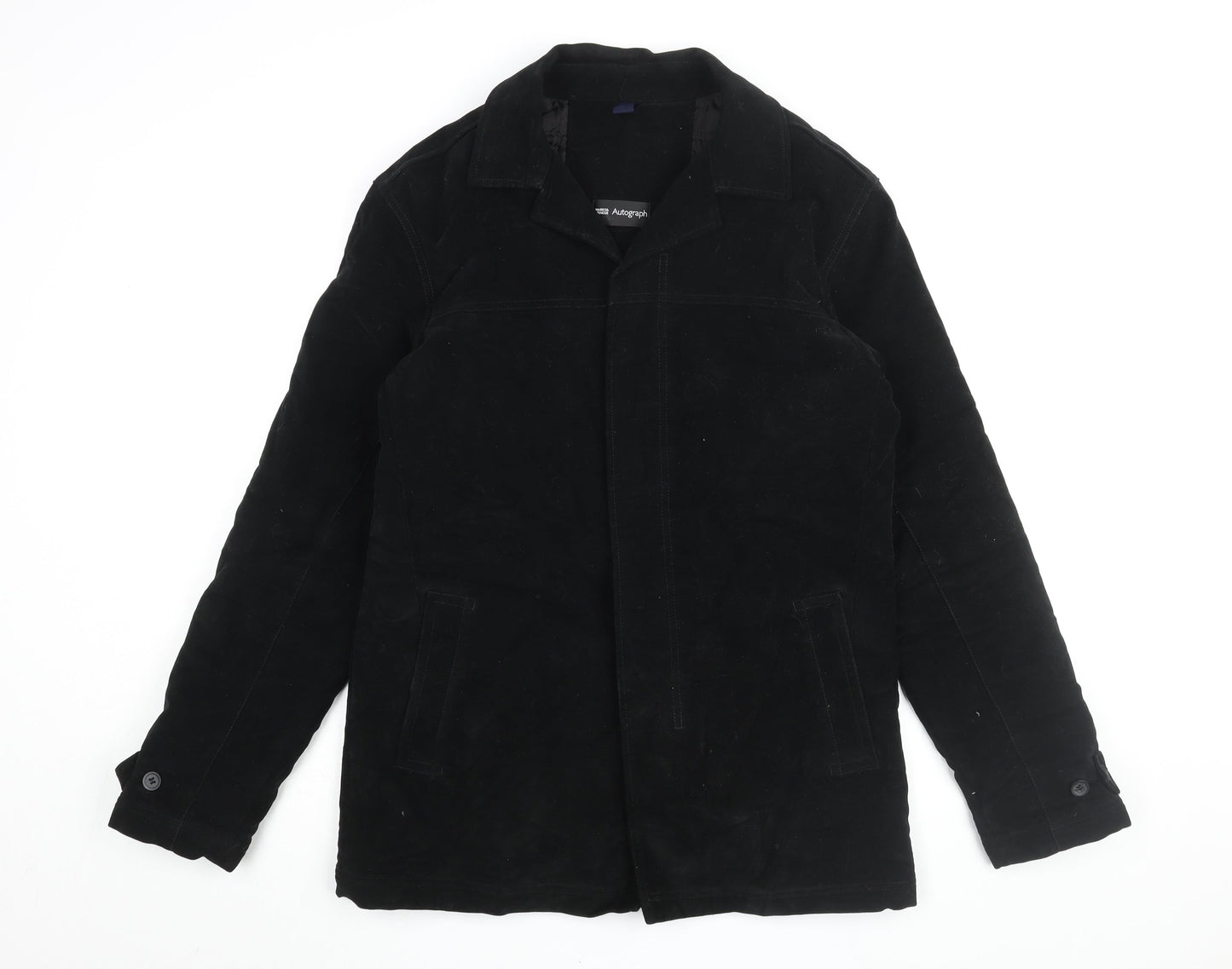 Mens UK Size S Marks and Spencer Black Overcoat