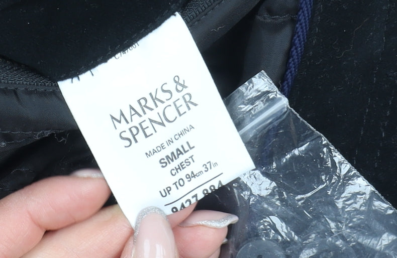Mens UK Size S Marks and Spencer Black Overcoat