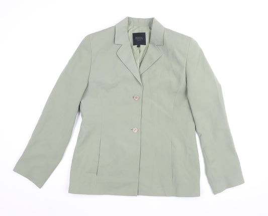 Fransa Women's Green Blazer, Size M, Two-Button Classic Fit
