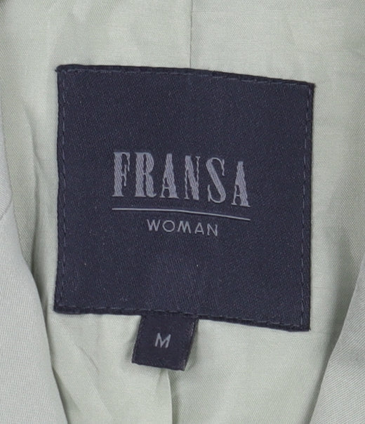 Fransa Women's Green Blazer, Size M, Two-Button Classic Fit