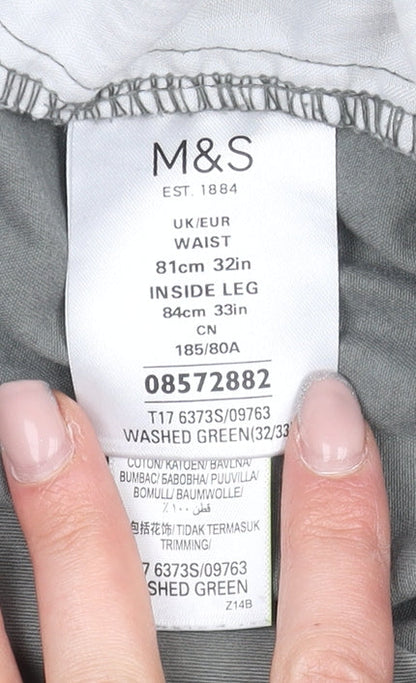 Marks and Spencer Men's Green Chino Trousers Size 32