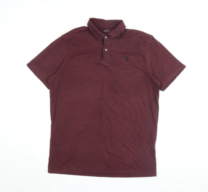 Next Men's Brown Polo Shirt L Short Sleeve Casual