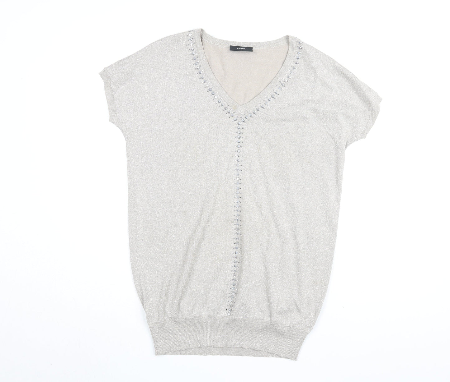 Womens UK Size S Wallis Beige Basic T-Shirt