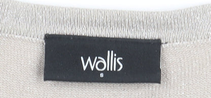 Womens UK Size S Wallis Beige Basic T-Shirt