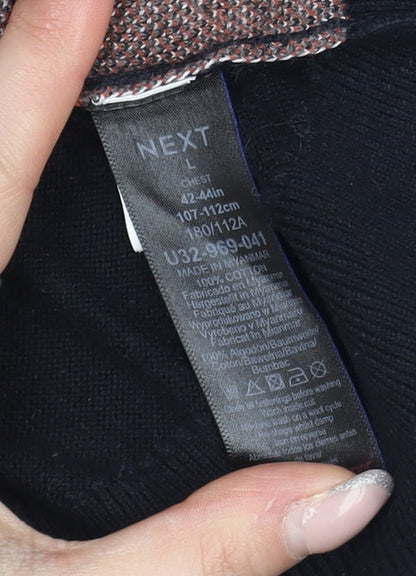 Next Men's Black Argyle Full Zip Knit Jumper, L