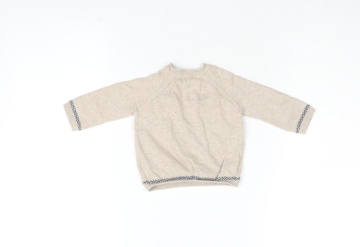Next Beige Cotton Unisex Baby Jumper, 3-6 Months, Fun Design