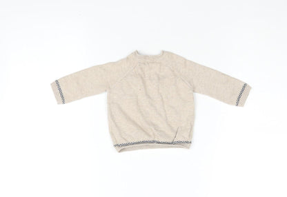Next Beige Cotton Unisex Baby Jumper, 3-6 Months, Fun Design