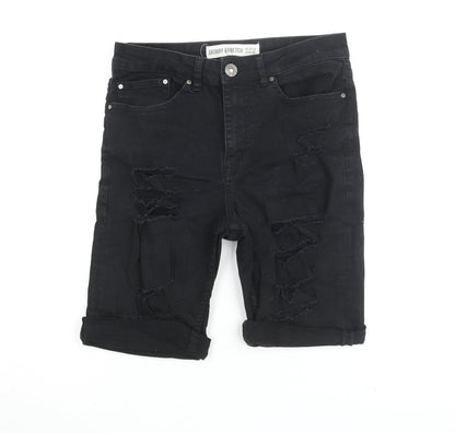 New Look Men's Black Biker Distressed Shorts 32R