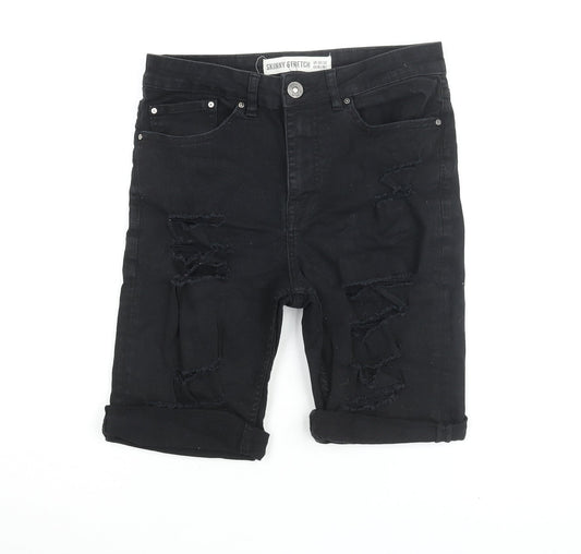 New Look Men's Black Biker Distressed Shorts 32R