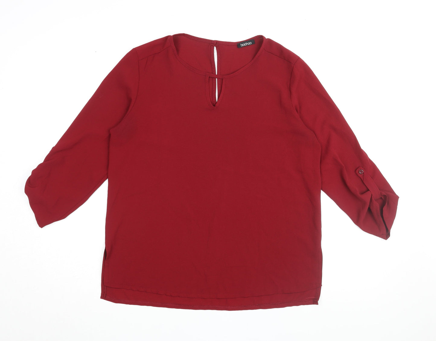 Boohoo Women's Red 3/4 Sleeve Blouse, Size 14