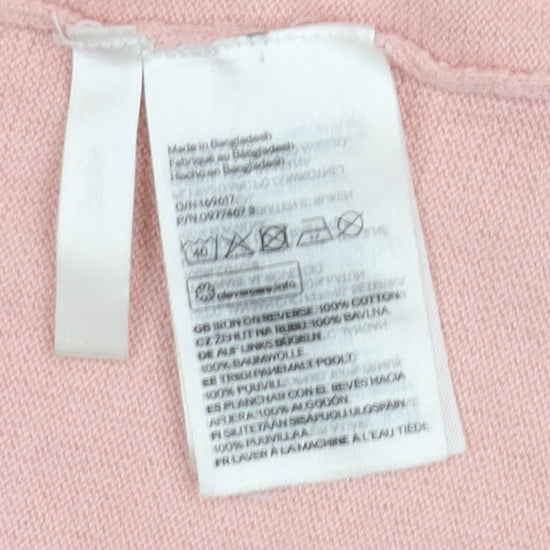 H&M Girls Pink Floral Cardigan 8Y Cotton Knit Long Sleeve