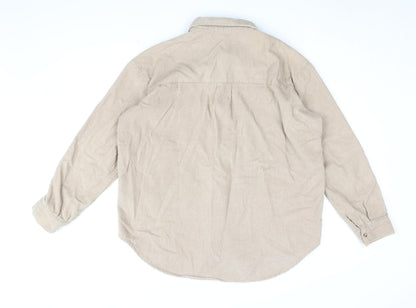 lefties Men's Beige Corduroy Button-Up Shirt Size M